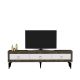 Meuble TV style contemporain Karinix L180cm Bois foncé et Blanc