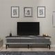 Meuble tv moderne Karinox L180cm Anthracite et Métal Argent