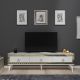 Meuble tv moderne Karinox L180cm Blanc et Métal Or