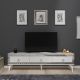 Meuble tv moderne Karinox L180cm Blanc et Métal Argent