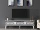 Meuble tv style art déco Karinox L180cm Blanc et Métal Argent