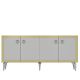 Buffet style art déco Karinox L150cm Blanc et Effet miroir Or