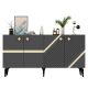 Buffet style art déco Ekizio L150cm Anthracite et Effet miroir Or