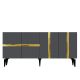 Buffet style art déco Vanda L150cm Anthracite et Effet miroir Or