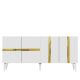 Buffet style art déco Vanda L150cm Blanc et Effet miroir Or