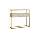 Buffet moderne 3 portes Marthe L100cm Effet travertin Beige et Or