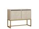 Buffet moderne 2 portes Zinette L90cm Effet travertin Beige et Or