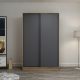 Dressing avec 2 porte coulissantes Carina L120xH190cm Bois foncé et Anthracite