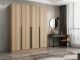 Armoire 4 portes Kanawa L180xH210cm Chêne clair et Noir