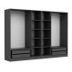 Armoire ouverte Antipax L270xH190cm 2 tringles et 4 tiroirs Anthracite