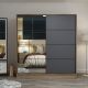 Dressing Bois clair Carina L220xH210cm avec 2 portes coulissantes Miroir à gauche et Anthracite