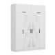 Armoire 6 portes et 4 miroirs Sanur L180xH255cm Blanc