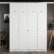 Armoire haute 4 portes battantes et 2 portes basculantes Kuta L180xH235cm Bois Blanc