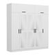 Armoire 7 portes et 6 miroirs Sanur L225xH255cm Blanc