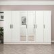 Armoire 6 portes et 4 miroirs Bangka L225xH210cm Blanc