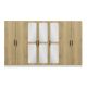 Armoire 7 portes et 6 miroirs Bangka L315xH190cm Bois clair et Blanc