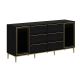 Buffet 2 portes et 6 tiroirs moderne Bakita L180cm Noir et Or