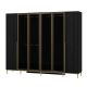 Armoire moderne 4 portes vitrées Bakita L268cm Noir et Or