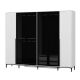 Armoire moderne 4 portes vitrées Bakita L268cm Blanc et Noir