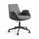 Fauteuil de bureau pivotant ajustable en hauteur Perrot Tissu Gris, Effet simili Anthracite et Métal Noir