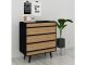 Commode moderne 4 tiroirs Chantil Bois clair et Noir