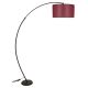 Lampadaire télescopique réglable Arcus H185cm Tissu Bordeaux et Métal Noir