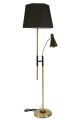 Lampadaire 2 ampoules Mulsam H165cm Tissu Noir et Métal Noir et Or