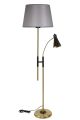 Lampadaire 2 ampoules Mullsam H165cm Tissu Gris et Métal Or et Noir