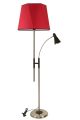 Lampadaire 2 ampoules Mulsam H165cm Tissu Rouge et Métal Noir et Or