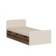 Lit simple pour enfant avec rangement Lollin 90x190cm Bois foncé et Beige