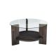 Table basse ronde Wilds D75cm Bois massif Anthracite et Verre Transparent