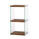 Table d'appoint Wako L40xH80cm Bois massif foncé et Verre Transparent