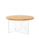 Table basse ronde Saky D70cm Bois Chêne clair et Verre Transparent