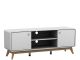 Meuble TV à 2 portes style scandinave Casa L140cm Blanc et Chêne clair