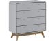 Commode 4 tiroirs style scandinave Casa L80cm Gris et Chêne clair