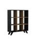 Buffet ouvert Latar L90xH104cm Effet marbre Noir et Bois foncé