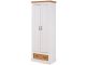 Armoire 2 portes et tiroirs Sodna L70xP185cm Pin Blanc et Naturel