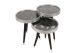 Lot de 3 tables basses rondes gigognes à Pieds Noir et Argent Sitchas Effet marbre Noir