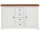 Buffet style campagne 2 portes et 4 tiroirs Atona L133cm Pin Blanc et Naturel