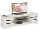 Meuble TV contemporain 2 portes Loketti L160cm Pin Blanc