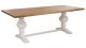 Table de salle à manger style vintage Guolis L140cm Pieds poutre Pin Naturel et Blanc