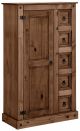 Buffet 5 tiroirs et 1 porte style rustique Meranis L80cm Pin foncé