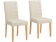 Lot de 2 chaises Baccar Tissu Crème avec piètement Bois naturel