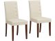 Lot de 2 chaises Baccar Tissu Blanc avec piètement Bois naturel