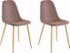 Lot de 2 chaises de salle à manger style coque Asinya Tissu Marron clair