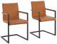 Lot de 2 chaises design Sabinos Simili Brun clair et Métal Noir