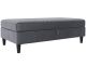 Banquette avec rangement Hacie L130cm Velours Gris foncé avec pieds Noir