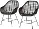 Lot de 2 chaises modernes Kirtan Pieds Métal et Rotin Noir