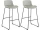 Lot de 2 chaises de bar Juponi Métal Noir et Simili Gris clair