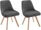 Lot de 2 chaises de salle à manger Radi Tissu Anthracite et Bois clair